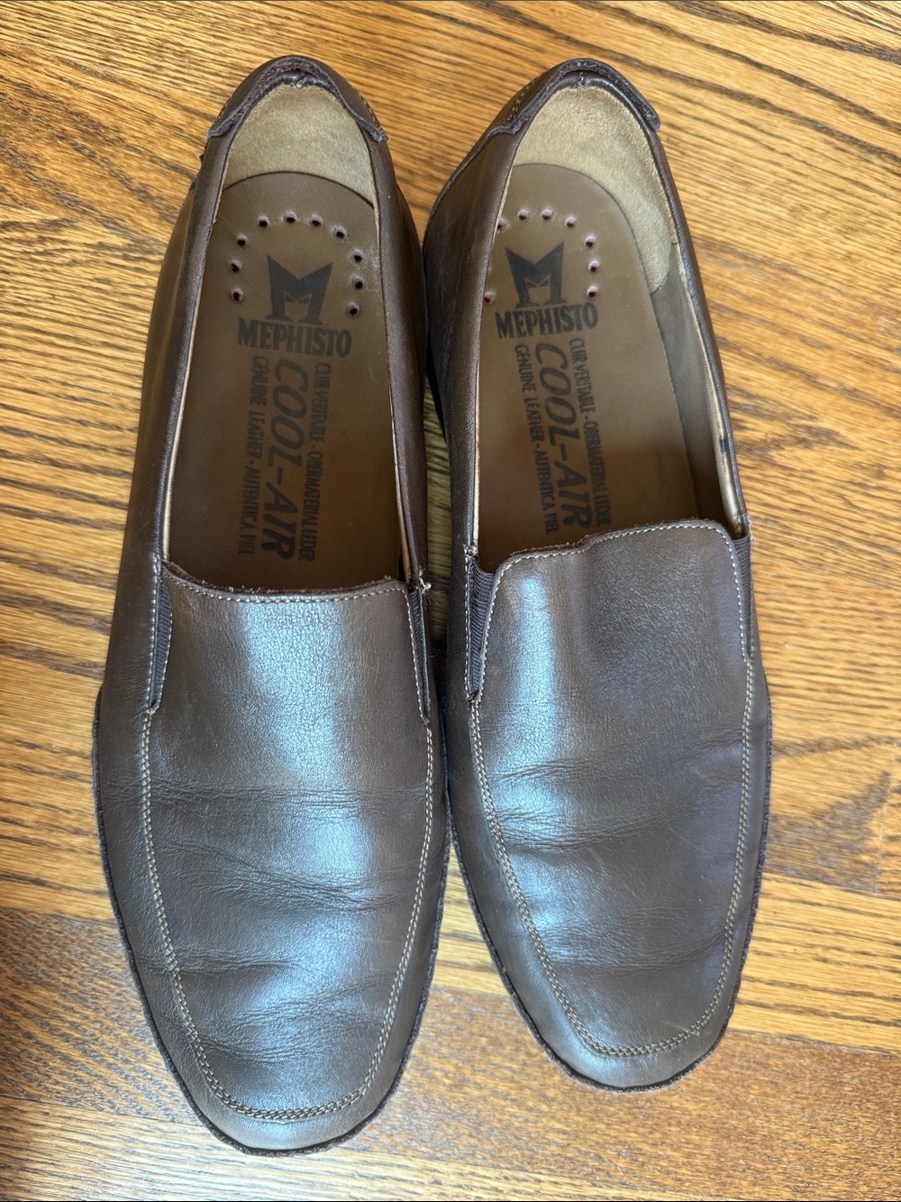 Mephisto Men’s Cool-Air Dark Brown Leather Slip-On Loafers